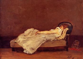 保羅 高更 Mette Asleep on a Sofa